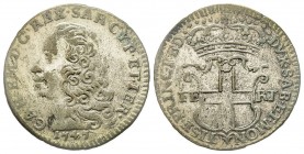 Carlo Emanuele III, Primo Periodo 1730-1755 
5 Soldi, III tipo, Torino, 1747, Mi 3.98 g.
Ref : MIR 936f (R2), Sim. 23, Biaggi 801e
Conservation : TTB....