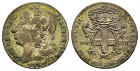 Carlo Emanuele III, Primo Periodo 1730-1755 
2.6 Soldi, II tipo, Torino, 1744, Mi 3.3 g.
Ref : MIR 938a (R), Sim. 23/1, Biaggi 803a
Conservation : TTB