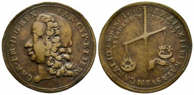 Carlo Emanuele III, Primo Periodo 1730-1755 Medaglia 1746 - Liberazione della città di Alessandria , Mi 101.9 .
Conservation : TB-TTB. Très Rare