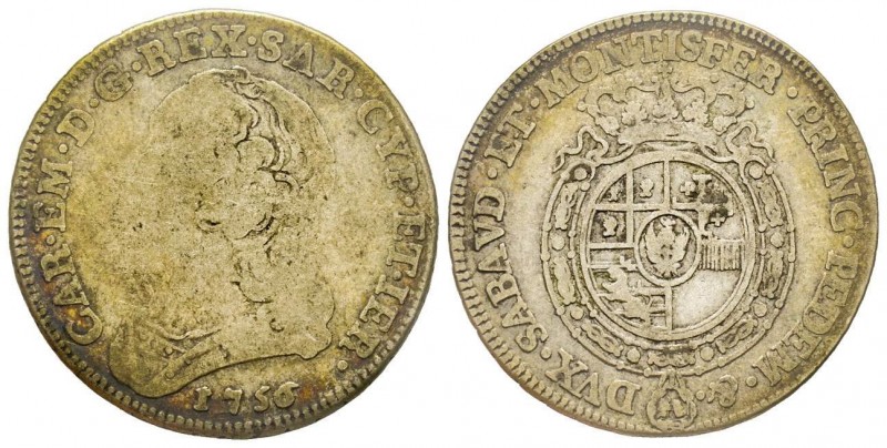 Carlo Emanuele III Secondo Periodo 1755-1773 
Quarto di Scudo Nuovo, Torino, 175...