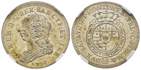 Carlo Emanuele III Secondo Periodo 1755-1773 
Quarto di Scudo Nuovo, Torino, 1756, AG 8.80 g.
Ref : MIR 948b, Sim. 35/2, Biaggi 813b
Conservation : NG...