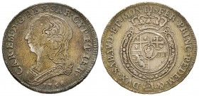 Carlo Emanuele III Secondo Periodo 1755-1773 
Quarto di Scudo Nuovo, Torino, 1758, AG 8.60 g.
Ref : MIR 948d (R), Sim. 35/4, Biaggi 813d
Conservation ...