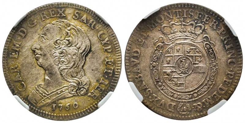 Carlo Emanuele III Secondo Periodo 1755-1773 
Quarto di Scudo Nuovo, Torino, 176...