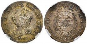 Carlo Emanuele III Secondo Periodo 1755-1773 
Quarto di Scudo Nuovo, Torino, 1760, AG 8.56 g.
Ref : MIR 948f (R), Sim. 35/6, Biaggi 813f
Conservation ...