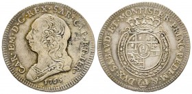 Carlo Emanuele III Secondo Periodo 1755-1773 
Quarto di Scudo Nuovo, Torino, 1765, AG 8.66 g.
Ref : MIR 948k, Sim. 35/11, Biaggi 813l
Conservation : T...