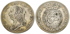 Carlo Emanuele III Secondo Periodo 1755-1773 
Quarto di Scudo Nuovo, Torino, 1765, AG 8.57 g.
Ref : MIR 948k, Sim. 35/11, Biaggi 813l
Conservation : T...