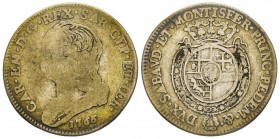 Carlo Emanuele III Secondo Periodo 1755-1773 Quarto di Scudo Nuovo, Torino, 1766, AG 8.40 g.
Ref : MIR 948l, Sim. 35/12, Biaggi 813m
Conservation : TB...