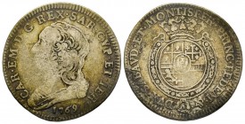 Carlo Emanuele III Secondo Periodo 1755-1773 
Quarto di Scudo Nuovo, Torino, 1769, AG 8.46 g.
Ref : MIR 948o, Biaggi 813o 
Conservation : TB