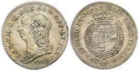 Carlo Emanuele III Secondo Periodo 1755-1773 
Quarto di Scudo Nuovo, Torino, 1769, AG 8.79 g.
Ref : MIR 948o, Biaggi 813o
Conservation : Superbe
