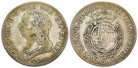 Carlo Emanuele III Secondo Periodo 1755-1773 
Quarto di Scudo Nuovo, Torino, 1770, AG 8.54 g.
Ref : MIR 948p, Sim. 35/16, Biaggi 813p
Conservation : T...