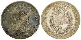Carlo Emanuele III Secondo Periodo 1755-1773 
Quarto di Scudo Nuovo, Torino, 1771, AG 8.53 g.
Ref : MIR 948q, Biaggi 813q
Conservation : TB-TTB