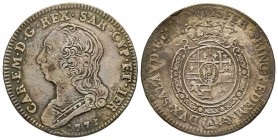 Carlo Emanuele III Secondo Periodo 1755-1773 
Quarto di Scudo Nuovo, Torino, 1771, AG 8.59 g.
Ref : MIR 948q, Biaggi 813q
Conservation : TTB