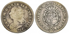 Carlo Emanuele III Secondo Periodo 1755-1773 
Ottavo di Scudo Nuovo, Torino, 1756, AG 4.10 g.
Ref : MIR 949b (R2), Biaggi 814b 
Conservation : TB. Trè...