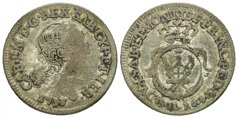 Carlo Emanuele III Secondo Periodo 1755-1773 
7.6 Soldi, Torino, 1755, Mi 4.55 g...
