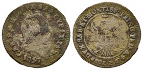 Carlo Emanuele III Secondo Periodo 1755-1773 
2.6 Soldi, Torino, 1757, Mi 2.28 g.
Ref : MIR 951c, Biaggi 816b
Conservation : TB