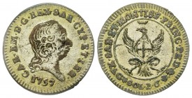 Carlo Emanuele III Secondo Periodo 1755-1773 
2.6 Soldi, Torino, 1757, Mi 2.49 g.
Ref : MIR 951c, Biaggi 816b
Conservation : TTB