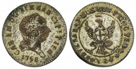 Carlo Emanuele III Secondo Periodo 1755-1773 
2.6 Soldi, Torino, 1758, Mi 2.57 g.
Ref : MIR 951d, Biaggi 816c
Conservation : TB