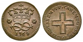 Carlo Emanuele III Secondo Periodo 1755-1773 
2 Denari, Torino, 1764, Cu 1.66 g.
Ref : MIR 953h, Biaggi 818b
Conservation : Superbe