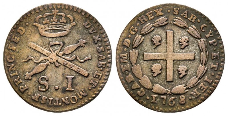 Carlo Emanuele III Secondo Periodo, Monetazione per la Sardegna 1755-1773 
Soldo...