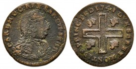 Carlo Emanuele III Secondo Periodo, Monetazione per la Sardegna 1755-1773 
Cagliarese Vecchio, II tipo, Torino, 1741, Cu 2.15 g.
Ref : MIR 969a (R), S...