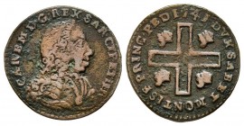 Carlo Emanuele III Secondo Periodo, Monetazione per la Sardegna 1755-1773 
Cagliarese Vecchio, II tipo, Torino, 1741, Cu 1.98 g.
Ref : MIR 969a (R), S...