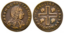 Carlo Emanuele III Secondo Periodo, Monetazione per la Sardegna 1755-1773 
Cagliarese Vecchio, II tipo, Torino, 1741, Cu 2.01 g. 
Ref : MIR 969a (R), ...