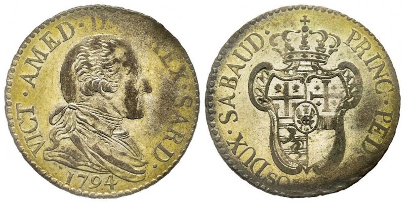 Vittorio Amedeo III 1773-1796 
20 Soldi, Torino, 1794, Mi 5.31 g.
Ref : MIR 990a...