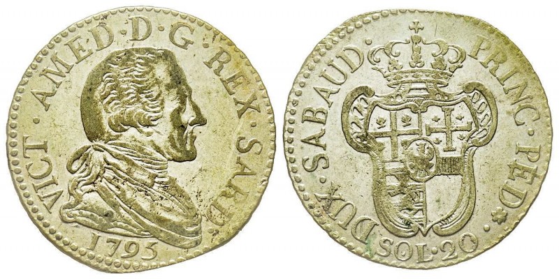 Vittorio Amedeo III 1773-1796 
20 Soldi, Torino, 1795, Mi 5.13 g.
Ref : MIR 990b...