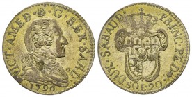 Vittorio Amedeo III 1773-1796 
20 Soldi, Torino, 1796, Mi 5.34 g.
Ref : MIR 990c, Biaggi 851c
Conservation : TTB