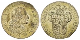 Vittorio Amedeo III 1773-1796 
10 Soldi, Torino, 1794, Mi 2.64 g. 
Ref : MIR 992a, Biaggi 853a
Conservation : FDC