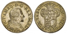 Vittorio Amedeo III 1773-1796 
10 Soldi, Torino, 1796, Mi 2.38 g.
Ref : MIR 992c, Biaggi 853c
Conservation : pr TTB
