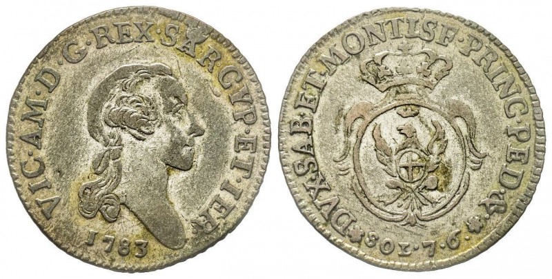 Vittorio Amedeo III 1773-1796 
7.6 Soldi, Torino, 1783, Mi 4.49 g.
Ref : MIR 993...