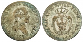 Vittorio Amedeo III 1773-1796 
7.6 Soldi, Torino, 1793, Mi 4.74 g.
Ref : MIR 993h (R), Biaggi 854e
Conservation : TB. Rare