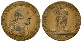 Vittorio Amedeo III 1773-1796 
5 Soldi, Torino, 1794, Mi 5.32 g.
Ref : MIR 994a, Biaggi 855a
Conservation : TTB+