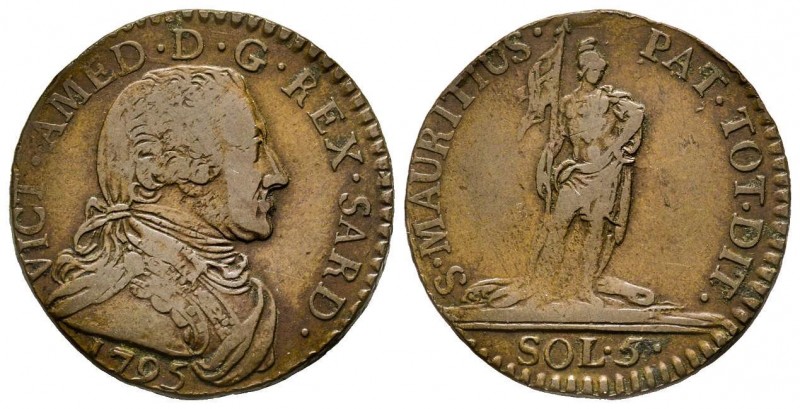 Vittorio Amedeo III 1773-1796 
5 Soldi, Torino, 1795, Cu 4.929 g.
Ref : MIR 994b...