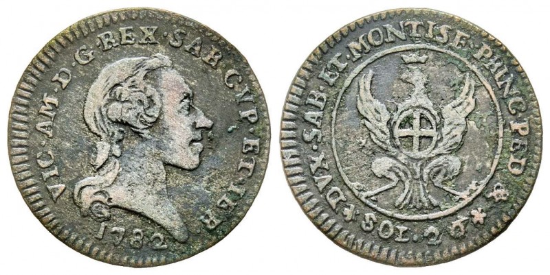 Vittorio Amedeo III 1773-1796 
2.6 Soldi, Torino, 1782, Mi 2.46 g.
Ref : MIR 995...