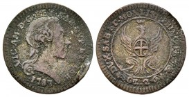 Vittorio Amedeo III 1773-1796 
2.6 Soldi, Torino, 1783, Mi 2.43 g.
Ref : MIR 995c, Sim 17/3
Conservation : TTB
