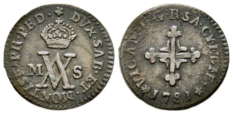 Vittorio Amedeo III 1773-1796 
Mezzo Soldo, Torino, 1781, Mi 1.80 g.
Ref : MIR 9...