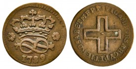 Vittorio Amedeo III 1773-1796 
2 Denari, Torino, 1789, Cu 1.78 g.
Ref : MIR 998q (R), Biaggi 859m
Conservation : TTB