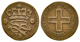 Vittorio Amedeo III 1773-1796 
2 Denari, Torino, 1792, Cu 1.64 g.
Ref : MIR 998t, Biaggi 859p
Conservation : TTB