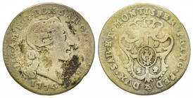 Vittorio Amedeo III
Monetazione per la Sardegna 
Reale, Torino, 1774, Mi 3.00 g. 
Ref : MIR 1005b (R4), Sim. 27/2 
Conservation : TB
