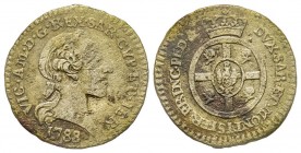 Vittorio Amedeo III
Monetazione per la Sardegna 
Mezzo Reale Sardo, Torino, 1788, Mi 2.47 g.
Ref : MIR 1007d (R3), Sim. 30/4, Biaggi 868
Conservation ...