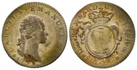 Occupazione Austro-Russa
7.6 Soldi, Torino, 1799, Mi 4.61 g.
Ref : MIR 1014a, Pag. 6
Conservation : TTB