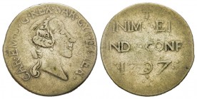 Carlo Emanuele IV 1796-1800
Monetazione per la Sardegna
Reale, Cagliari, 1797, Mi 3.09 g.
Ref : MIR 1018a (R4)
Conservation : TB. Très Rare