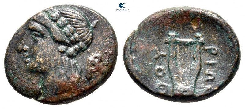 Lucania. Thourioi circa 280-260 BC. 
Bronze Æ

17 mm., 3,52 g.



very fi...