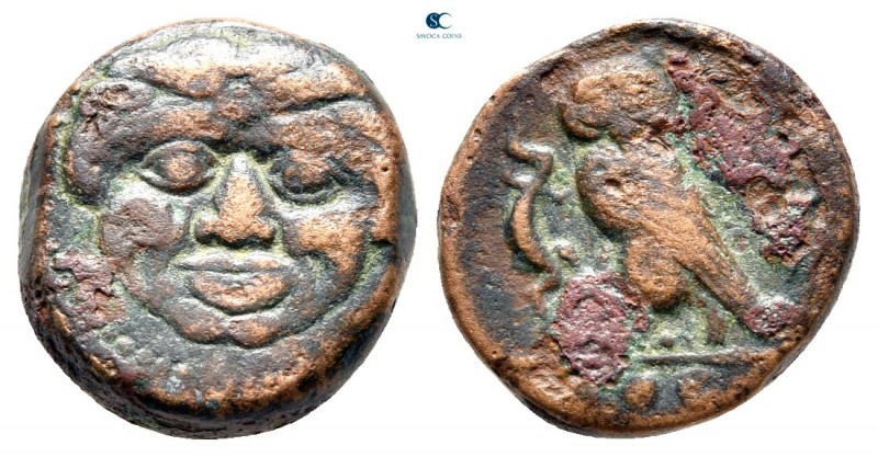 Sicily. Kamarina circa 420-410 BC. 
Tetras Æ

14 mm., 3,35 g.



nearly v...