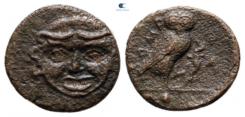 Sicily. Kamarina circa 420-410 BC. 
Tetras Æ

12 mm., 0,71 g.



nearly v...