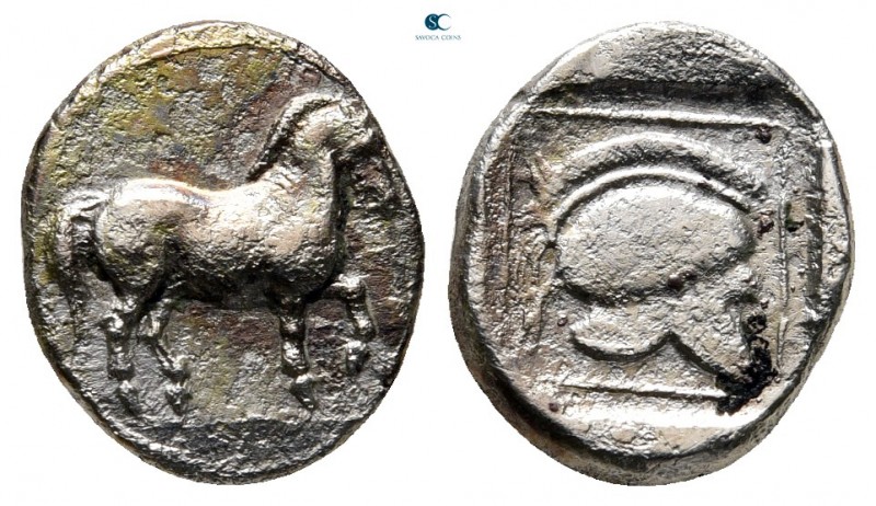 Kings of Macedon. Aigai. Perdikkas II circa 451-413 BC. 
Tetrobol AR

14 mm.,...