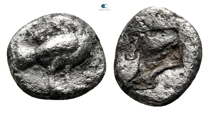 Macedon. Eion (?) circa 500-437 BC. 
Obol AR

8 mm., 0,70 g.



nearly ve...