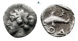 Islands off Thrace. Thasos circa 412-404 BC. Hemiobol AR